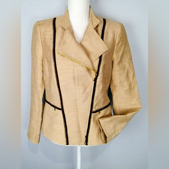 Jones New York Jackets & Blazers - Jones New York Tan Blazer, Gold Detail, 8